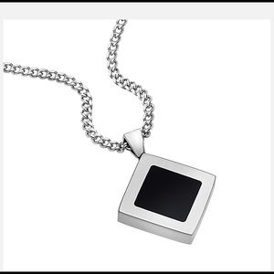 Beautiful silver and Onyx stainless steel encased